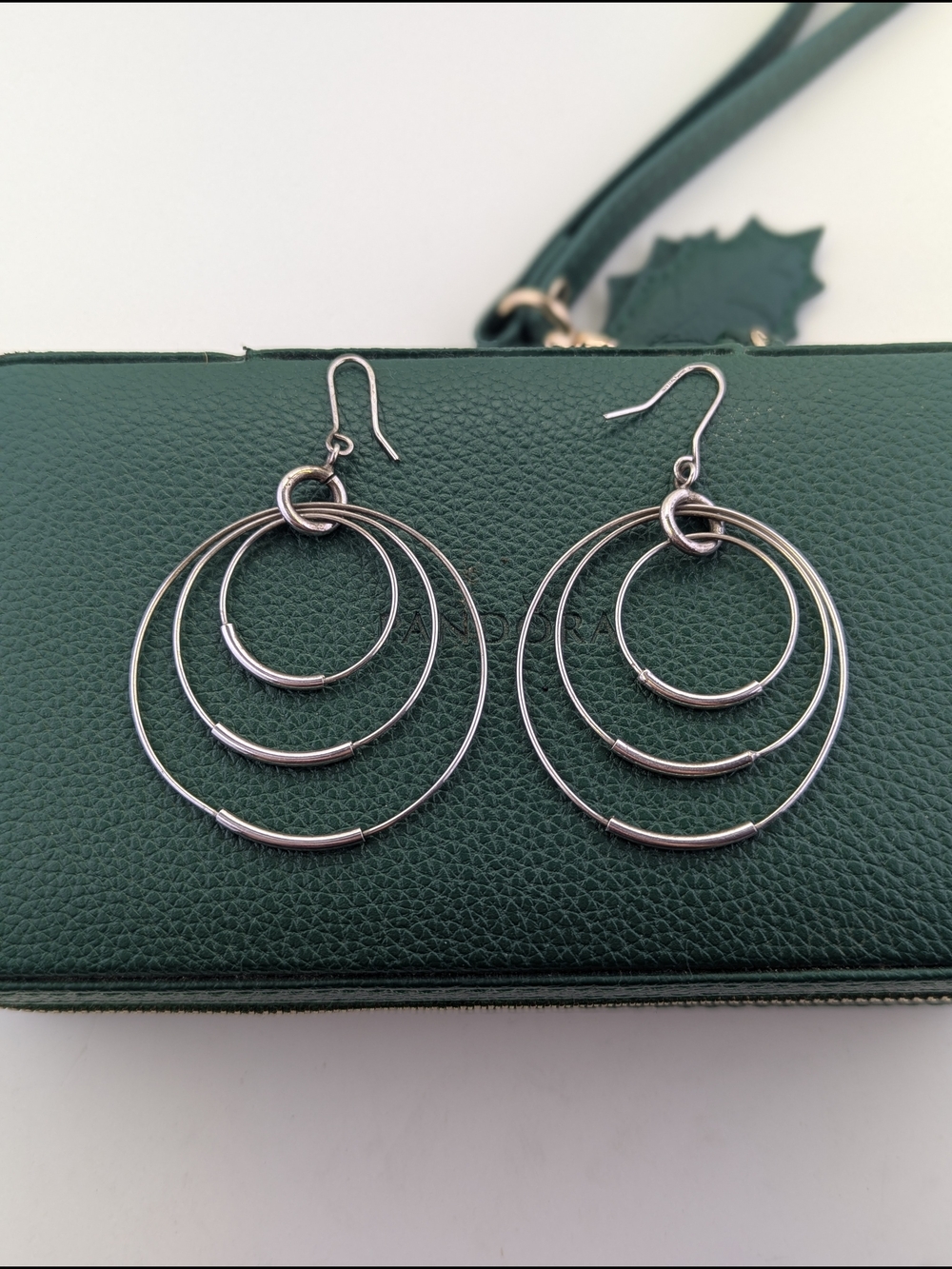 ✨ Vintage 925 Sterling Silver Triple Concentric Hoop Dangle Earrings ✨